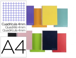 Cuaderno espiral Liderpapel Jolly A4 tapa extradura 80h 75g micro c/4mm. colores surtidos